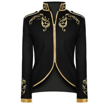 Золотая вышивка Король Принц Ренессанс Средневековые Мужчины Custome Косплей Взрослый Вечерний Жакет с длинным рукавом верхняя одежда Пальто Горячая Распродажа 3XL  0