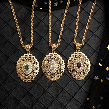 Золотая Длинная подвеска в Марокканском стиле, Маленькое ожерелье для женщин, Подвеска-шарм для Кафтана, Бижутерия, Национальные свадебные украшения  5