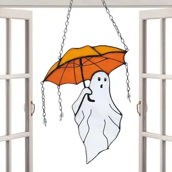 Зонтик для Хэллоуина, украшение для автомобиля-призрака, Акриловый зонтик, декор-Призрак, Подвесной кулон для зеркала заднего вида, автомобильный кулон в салоне сзади  5