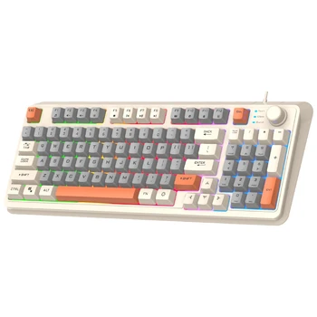 Игровая клавиатура Проводная клавиатура Трехцветная люминесцентная клавиатура-манипулятор Клавиатура для настольного компьютера Цветная световая клавиатура  5
