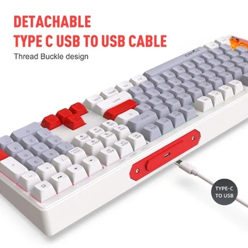 Игровая клавиатура со 108 клавишами RGB-подсветки, эргономичная мембранная клавиатура, портативная пишущая машинка, USB-клавиатура со светодиодной подсветкой, прямая поставка V300  5
