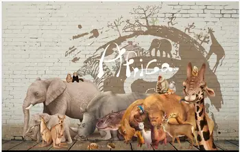 Изготовленная на заказ фреска 3d фотообои Африканское луговое животное кирпичная стена гостиная домашний декор обои для стен 3 d в рулонах  5