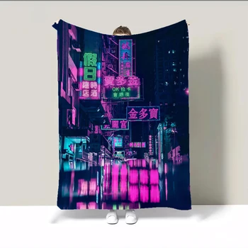 Изготовленное на заказ роскошное одеяло Manta Cama Neon для дома и украшения, пушистые мягкие одеяла для декоративного дивана, покрывало на кровать Аниме  10