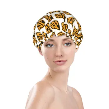 Изготовленные на заказ шапочки для душа с логотипом JCB Bulldozer, женские многоразовые водонепроницаемые быстросохнущие шапочки для волос в ванной  3