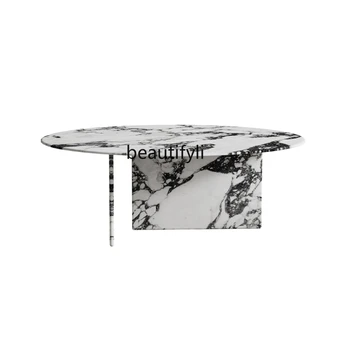 Изготовленный на заказ Мраморный журнальный столик для гостиной, Новая минималистичная небольшая квартира, современная мебель в кремовом стиле для гостиной  5