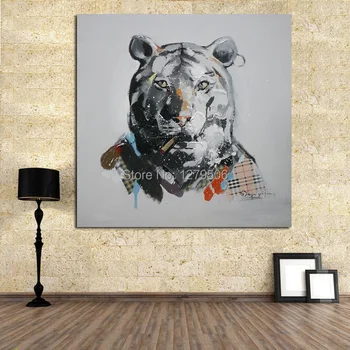 Изображение тигра и слона, большая ручная роспись, современная абстрактная картина маслом на холсте для гостиной, настенное искусство, украшение дома, подарок  5