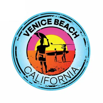 Индивидуальные забавные наклейки на автомобиль Venice Beach California, наклейка для плавания, Каяк, Водный серфинг, ноутбук для путешествий, SUA, декоративный винил KK  5