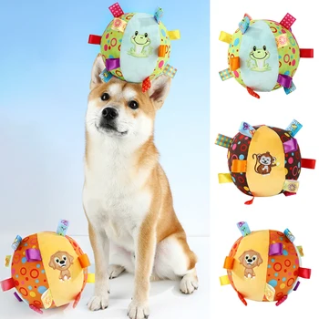 Интерактивная игрушка-мяч с милым животным рисунком, собака, устойчивая к разрывам Кошка, Ангел, Обезьяна, лягушка, плюшевый мяч, игрушки для собак  4