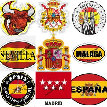 Испанский Герб Испании Наклейка с Гербом Испании Виниловая Наклейка на Бампер Страна Мадрид Флаг Испании с Развевающимся Быком Виниловая Наклейка для автомобиля  5