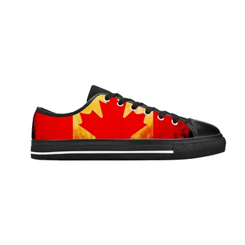 Канада Канадский флаг Патриотическая гордость Крутая модная повседневная тканевая обувь с низким берцем Удобные дышащие Мужские и женские кроссовки с 3D принтом  0