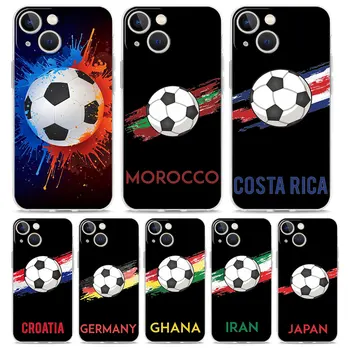 Кантри Футбол Марокко Футбольный Прозрачный Чехол Для Телефона iPhone 15 14 13 12 11 Pro Max XS X XR SE 7 8 Plus TPU Прозрачный Чехол  5