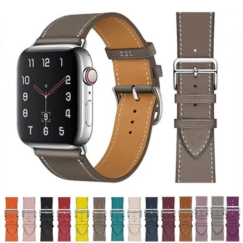 Кожаный ремешок для Apple watch Ultra 49 мм 8 7 45 мм 41 мм Сменный браслет для смарт-часов iwatch 6 5 4 3 SE 44 мм 42 мм 40/38 мм  0