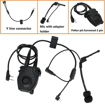 Комплект Y-кабеля микрофона тактической гарнитуры для PELTOR COMTAC IPSC с шумоподавлением, защита слуха, гарнитура для стрельбы, комплект Y-Line  3