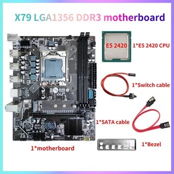 Комплект материнской платы компьютера X79 + процессор E5 2420 + Кабель переключения + Кабель SATA + Рамка LGA1356 Слот оперативной памяти DDR3 REG ECC M.2 NVME SATA3.0  5