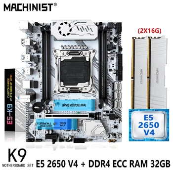 Комплект материнской платы MACHINIST X99 LGA 2011-3 Kit Xeon E5 2650 V4 CPU 2 * 16G = 32GB DDR4 ECC RAM Поддержка памяти Nvme M.2 Sata 3.0 M-ATX  1