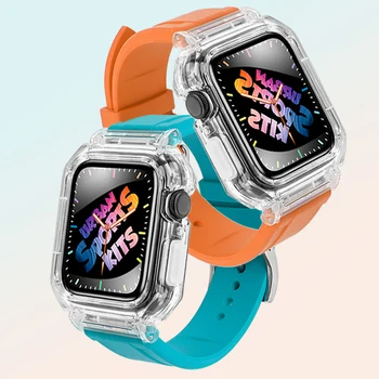 Комплект модификации Для Apple Watch 8 7 45 мм 44 мм Прозрачный Чехол Из Фторопластовой резины Для iWatch Серии 6 5 4 3 SE 2 1 DIY Mod Kit  5