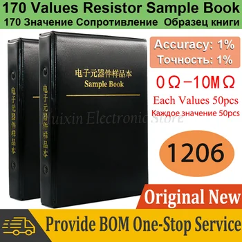 Комплект резисторов SMD Sample Book Chip Ассортимент Резисторов 1206 0,12*0,06 дюйма Точность 1% SMT 170 Переменное значение 50шт 0R-10М Ом  2