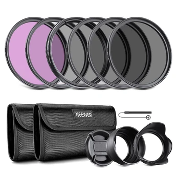 Комплект фильтров для объектива NEEWER: UV, CPL, FLD, ND2, ND4, ND8, бленда и крышка объектива, совместимые с Canon Nikon Sony Panasonic DSLR  10