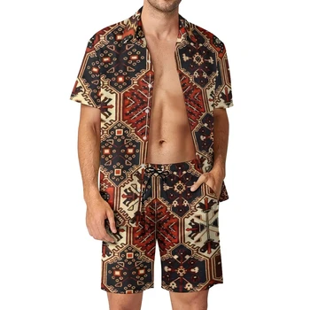 Комплекты рубашек в африканском стиле в стиле ретро с 3D принтом, мужские повседневные Модные рубашки с короткими рукавами, Пляжные шорты Оверсайз, Гавайские костюмы, Летняя одежда  5