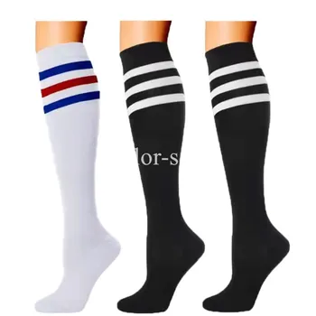 Компрессионные носки 3 пары /лот, футбольные чулки, компрессионные носки в черно-белую полоску, Спортивные носки для бега.  5