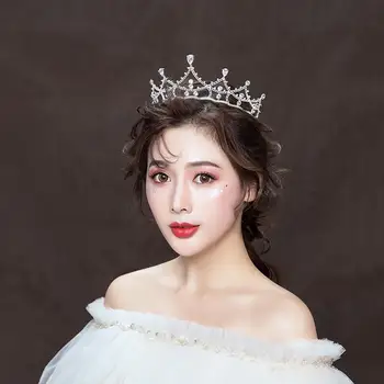 Корейский стиль, цирконий, цинковый сплав, супер мерцающая корона, повязка на голову, свадебные головные уборы, свадебные аксессуары  2