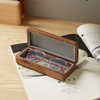 Коробка для очков из массива черного ореха, переносная подарочная деревянная коробка для близорукости  4