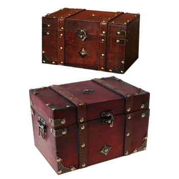 Коробка Ювелирных изделий Винтажный Домашний Деревянный ящик Для хранения ювелирных изделий в стиле коробки, Маска-органайзер для антикварной коробки для безделушек  4