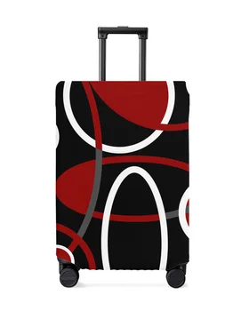 Красно-черные Геометрические Абстрактные линии, чехол для багажа, Эластичный защитный чехол для багажа, пылезащитный чехол для 18-32-дюймового дорожного чемодана  10