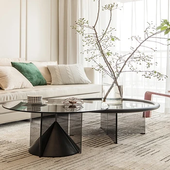 Креативная гостиная от скандинавского дизайнера, Простой маленький чайный столик из закаленного стекла, Небольшой светильник, Роскошный бытовой круглый  5