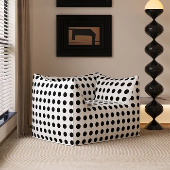 Кремовый простой диван для спальни, домашнее кресло с откидной спинкой, б/у  2