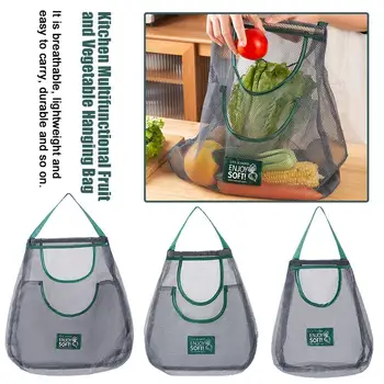 Кухонная многофункциональная сумка для фруктов и овощей, кухонные подвесные сетчатые пакеты для чеснока, лука, имбиря, сумки для хранения  5