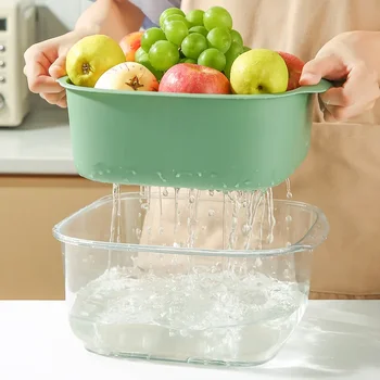 Кухонная раковина Сливатель овощей Корзина для фруктов Для мытья фруктов Пластиковый тазик для мытья овощей сливная корзина для раковины  4