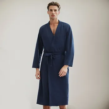 Легкий вафельный халат с длинными рукавами, однотонные халаты для спа и бани, Быстросохнущая мягкая пижама, женский халат  2