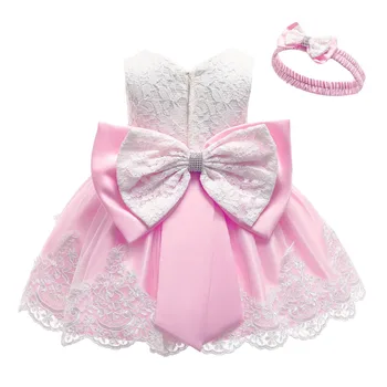 Летнее платье для маленьких девочек, кружевные платья принцессы для новорожденных, вечерний костюм на день рождения 1-го года, детская праздничная одежда  5