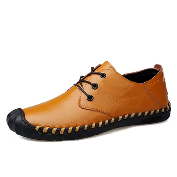 Летние высококачественные классические походные ботинки, мужская черная повседневная обувь на плоской подошве, деловые офисные модельные туфли, мужские кожаные туфли желтого цвета  5