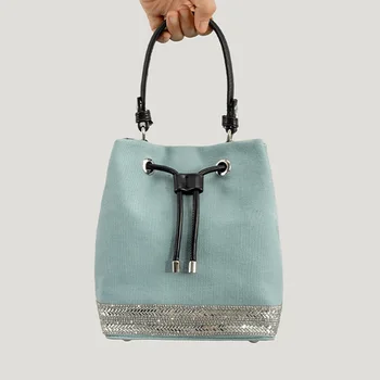 Летние сумки через плечо, женские роскошные дизайнерские сумки-кошельки, новинка 2023 года из холщового материала, сумка-мессенджер большой вместимости в форме ведра  5