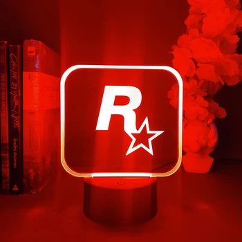 Логотип игры Grand Theft Auto V Rockstar 3D СВЕТОДИОДНЫЙ неоновый ночник, прикроватное украшение для спальни, подарок на день рождения для друзей-фанатов, Лавовая лампа  0