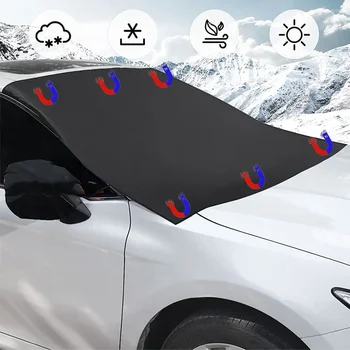 Магнитная крышка переднего ветрового стекла автомобиля, чехол для автомобильного солнцезащитного козырька, универсальное лобовое стекло автомобиля, солнцезащитный козырек от снега, водонепроницаемый чехол  10