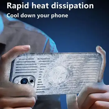 Магнитный кронштейн для отвода тепла Чехол для iPhone 15 Pro Skeleton Cooling Case Ударопрочный, устойчивый к отпечаткам пальцев Магнитный Ph V4Q4  5