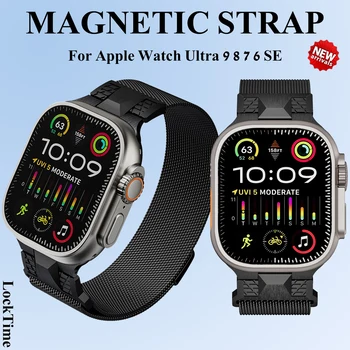 Магнитный Ремешок Для Apple Watch Band 44 мм 45 мм 49 мм 40 мм 41 мм 42 мм 44 мм металлический браслет correa iWatch series 9 8 7 se 5 6 Ultra 2  10