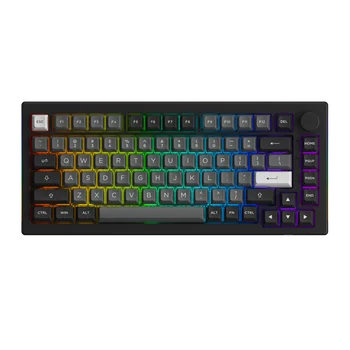 Механическая игровая клавиатура Akko 5075B Plus Black & Silver 75% с возможностью горячей замены в нескольких режимах RGB, Беспроводная 2,4 ГГц/USB Type-C / Bluetooth 5,0  5