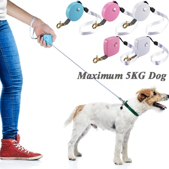 Мини-2-метровый собачий поводок, прогулочный нейлоновый трос для ходьбы, Плоская веревка для домашних животных, Автоматическая выдвижная веревка для домашних животных  5