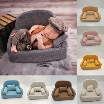 Мини-диван для вязания поз, украшение для детского кресла для фотосессии, подушки для подлокотников, Реквизит для фотосъемки младенцев, Позирующий аксессуар для фотографий  5