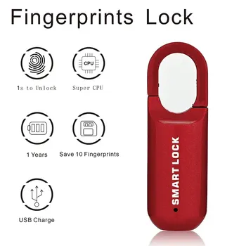 Мини-замок с отпечатком пальца, USB-замок для багажа без ключа, электронный замок, умный биометрический дверной замок с отпечатком пальца, быстрая разблокировка для путешествий  5