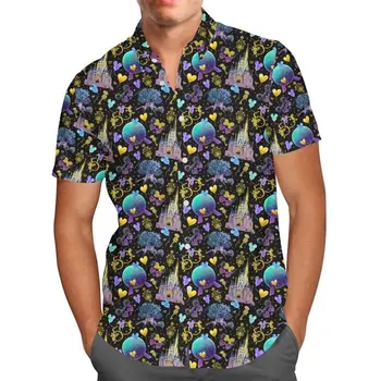 Мир Уолта Диснея Превращается для мужчин и женщин, гавайская повседневная рубашка с графическим принтом, короткий рукав, мужская футболка  5