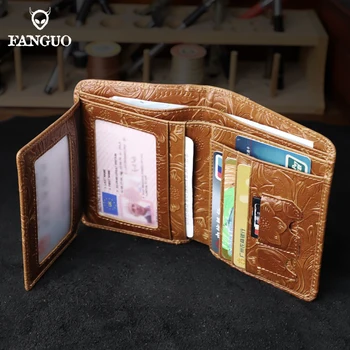 Многофункциональный бумажник с удостоверением личности и держателем кредитной карты, мужские кошельки с защитой от Rfid, винтажный короткий кошелек для мужчин  5