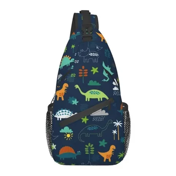 Модная сумка-слинг с динозавром для велоспорта, кемпинга, мужская сумка с милым рисунком динозавра, рюкзак через плечо, рюкзак на плечо  5