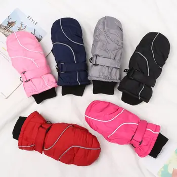 Модные детские зимние лыжные перчатки для мальчиков и девочек, уличные ветрозащитные водонепроницаемые варежки, Утепленные теплые перчатки с длинными рукавами  5