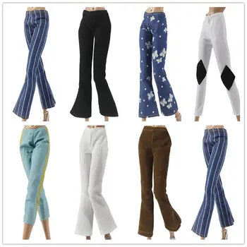 Модные джинсы для кукол с цветочным рисунком, кожаные брюки, одежда для 11,5-дюймовых кукол, брюки, повседневная одежда, аксессуары для кукол 1/6 BJD  3