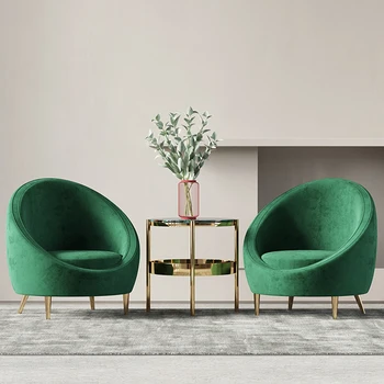 Модные зеленые бархатные кресла яйцевидной формы круглое кресло для отдыха в гостиной  5